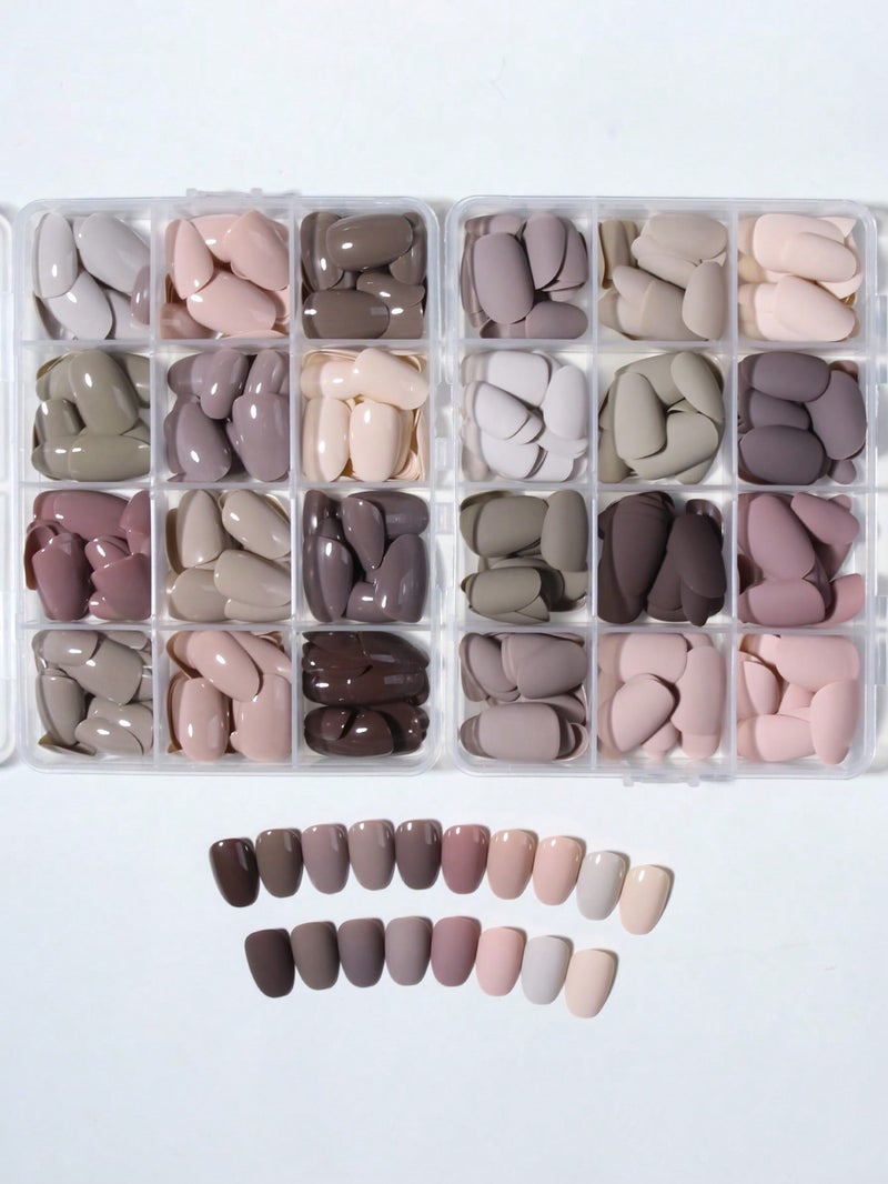 اظافر تركيب قصيرة طقم 576 قطعة بشكل لوزي بألوان مختلفة (24 لون) - طقم اظافر تركيب 576 قطعة مع مبرد و علبة تنظيم - Image 4